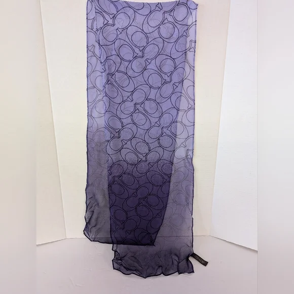 Coach Sheer Two Tone In  Purples Signature Silk Scarf - Picture 2 of 8